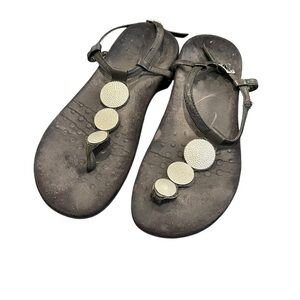 Vionic Lizbeth thong Sandals black silver 10